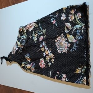 Maeve Black Floral Stuffed One Shoulder Mini A Line Lace Hem Dress A25
